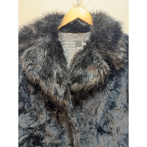 Blanc Noir Outerwear Women's Fur Coat Fox Fur Collar Cuffs Sz L Blue Y2K - Picture 6 of 14